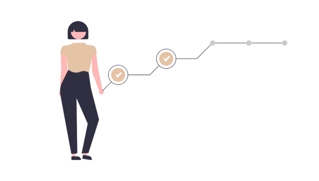 Dessin d'une femme montrant les étapes pour notre processus - Media Boost Dessin d'une femme montrant les étapes pour notre processus - Media Boost